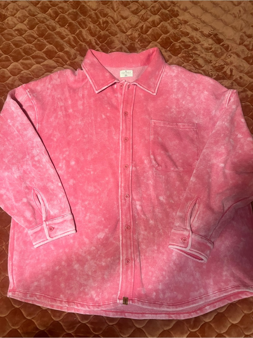 Simply Southern Pink acid wash button down shacket